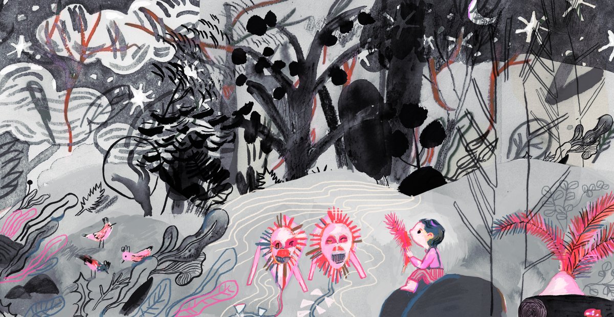 FrielReimagined's tweet photo. 🪁 KATE: And they're the most wonderful kites I've ever seen. And what are these designs?

🪁 BOY MICHAEL: They're faces. I painted them.

Illustration by Ashling Lindsay inspired by #DancingAtLughnasa 

#BrianFriel #Theatre https://t.co/KqOjTup3CX