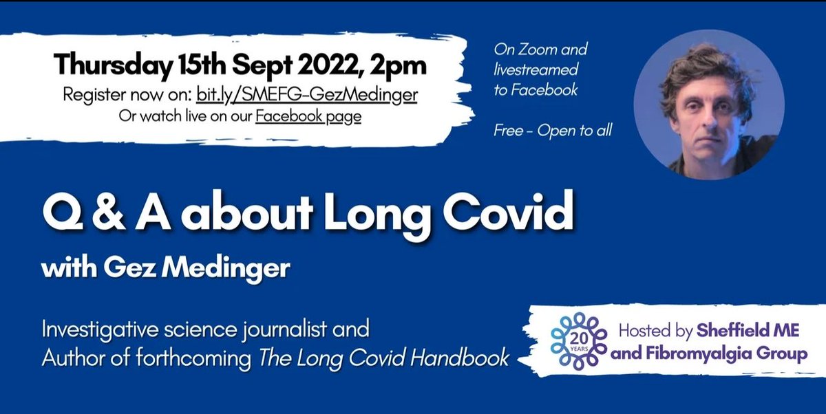 Reminder: #LongCovid Q&amp;A with <a href="/gezmedinger/">Gez Medinger</a> TOMORROW AT 2PM. Free and open to all, wherever you are!

Register: bit.ly/SMEFG-GezMedin… o