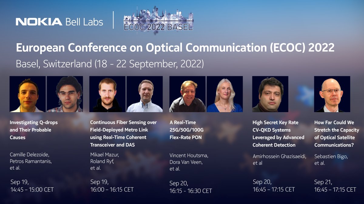 Bell Labs (@belllabs) on Twitter photo 🙌 It's the most optical time of the year! While there are many more talks, here are some of our top picks for #ECOC22, taking place in Basel, Switzerland, from 18 − 22 September.
Click here to see more and register: nokia.ly/3eElNNX
<a href="/ECOC_Conference/">ECOC_Conference</a> 🙌 It's the most optical time of the year! While there are many more talks, here are some of our top picks for #ECOC22, taking place in Basel, Switzerland, from 18 − 22 September.
Click here to see more and register: nokia.ly/3eElNNX
<a href="/ECOC_Conference/">ECOC_Conference</a>