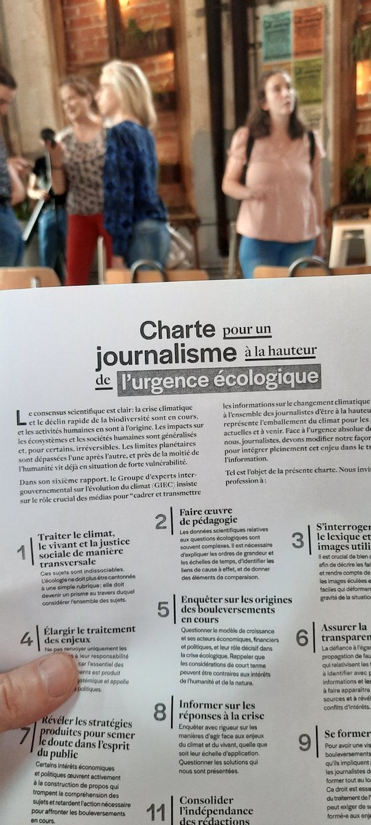 🟢Présentation de la #Charte pour un journalisme à la hauteur de l'urgence écologique ! @LaRe_cyclerie #journalisme #ecologie 🌳
