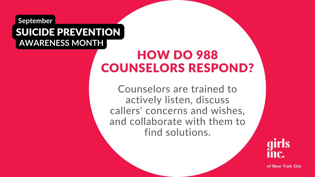 girlsincnyc's tweet photo. In July, the @988Lifeline was launched to make access to mental health resources easier. Trained counselors speak with callers to identify solutions and de-escalate mental health crises. Read this @NPR article to learn more about 988. https://t.co/d756Nmwtru https://t.co/FEVxIpXCQv