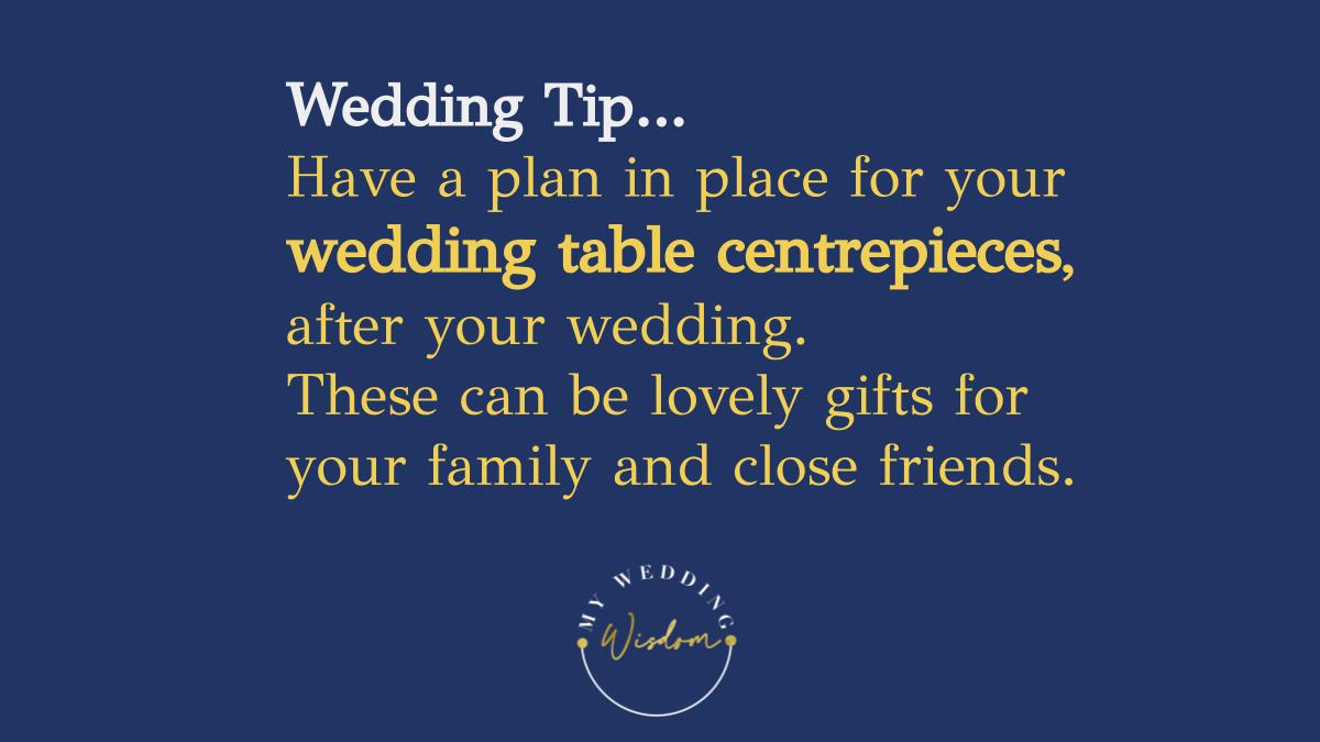 MyWeddingWisdom's tweet photo. #WeddingWednesday Wedding Tip...Have a plan for your wedding table centrepieces, after your wedding. 

🎁 Gift them to family and close friends 
🎟️ Host a raffle for each wedding guest table 

It's lovely to make sure that they are used beyond your special wedding day. https://t.co/2YnKS8pwbh