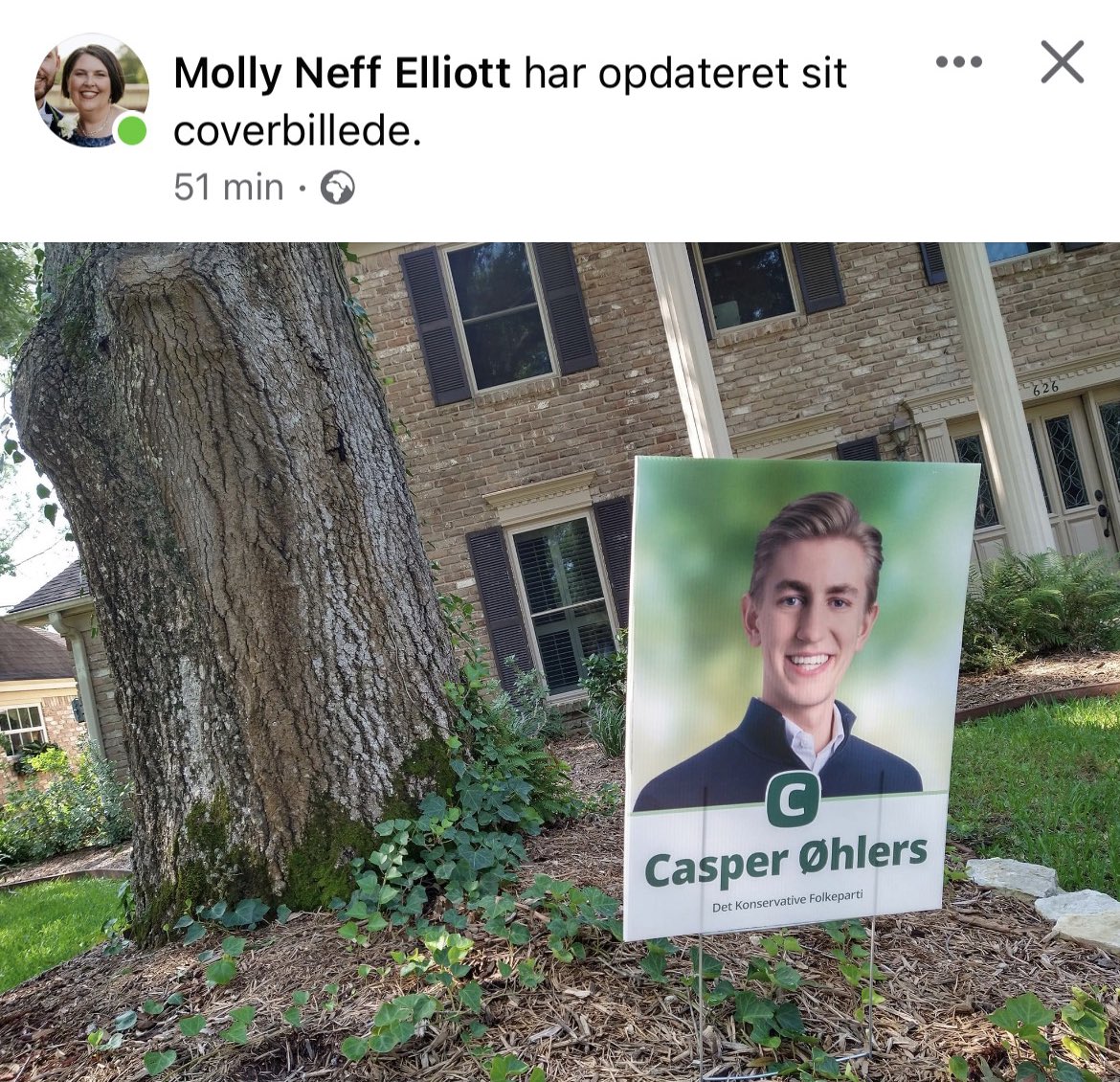 Måske jeg bryder plakatophængningsreglerne?? Men min familie i Texas har altså allerede min valgplak pyntende i forhaven i Houston 👌 #dkpol #dkmedier