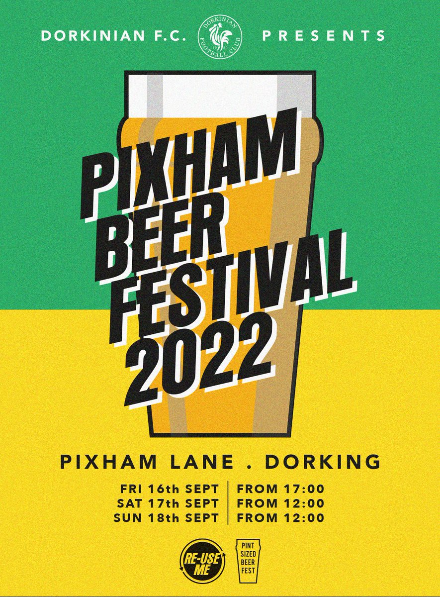 dcc1771's tweet photo. It's back! The fine chaps from @dorkiniansFC are holding their annual beer festival, full of lovely locally sourced chewy beer! Make sure you pop along to support not only #local breweries but also your local football club!
#Pixham #Dorking #Surrey #CAMRA #Ale #LocalBeer #dcc1771 https://t.co/pyJdgpestU