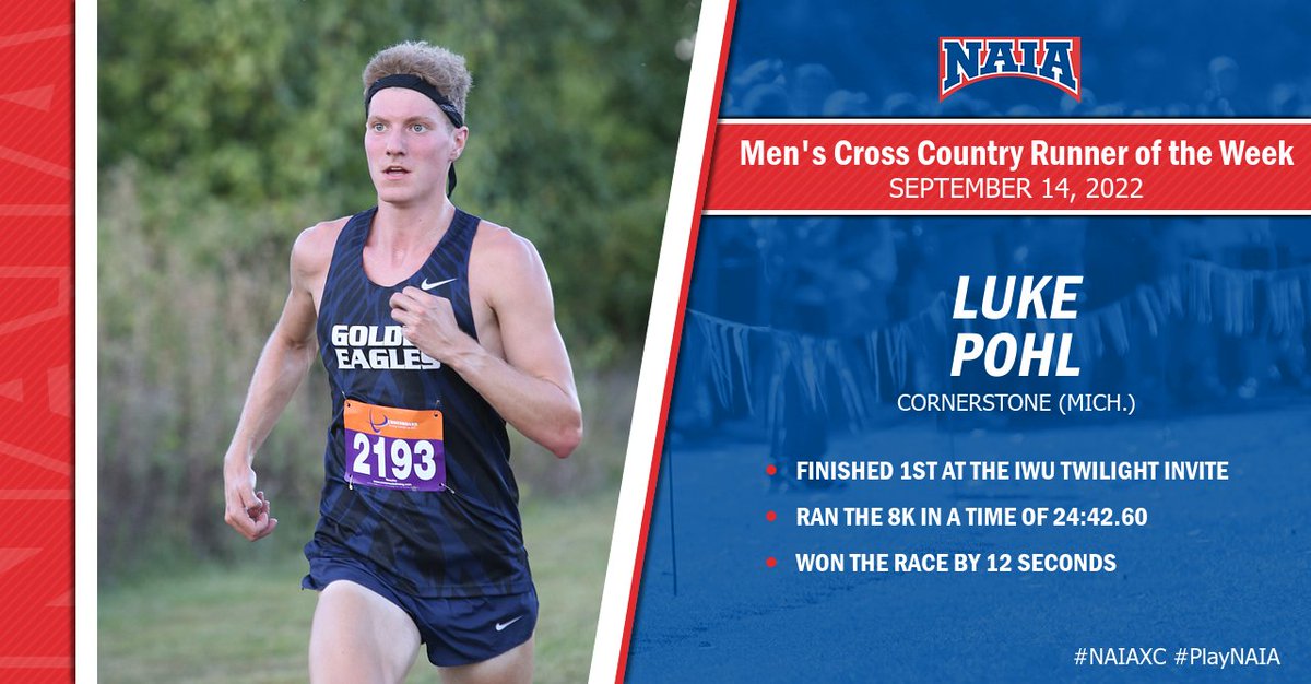 CUathletics's tweet photo. MXC | For the first time in his career, Luke Pohl earns @NAIA Cross Country Runner of the Week! 

https://t.co/SGbwaVVddX

#TogetherweSOAR https://t.co/eUq6Zz9JiL