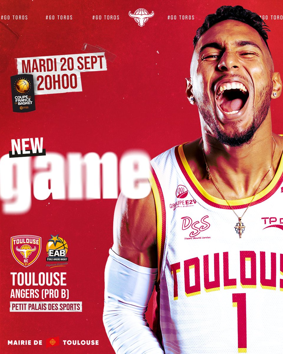 ToulouseBasket's tweet photo. Les Toros entrent dans l’arène et démarrent leur saison mardi prochain à 20h au petit palais des sports en 64E de finale de Coupe de France contre l’@eabasket49

Serez-vous au rendez-vous pour pour supporter nos Toros ?

🎟 Billetterie : https://t.co/8tEjcG9pgx

Let’s go 🏀💥👊 https://t.co/T5GGvB5yJH