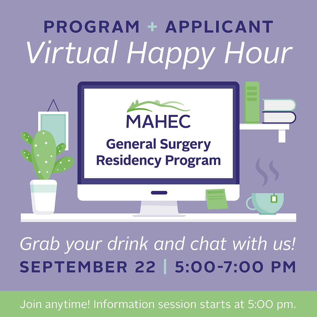 MAHECwnc's tweet photo. Join our General #SurgeryResidency team for a virtual chat on September 22 from 5-7pm to learn more about our program!

Via Zoom: https://t.co/JqiqCeCDQs
Meeting ID: 837 4765 2299
Passcode: 668717

#futuresurgeons #generalsurgeryresidency #MAHEC #Match2023 https://t.co/qlsU3pJsED