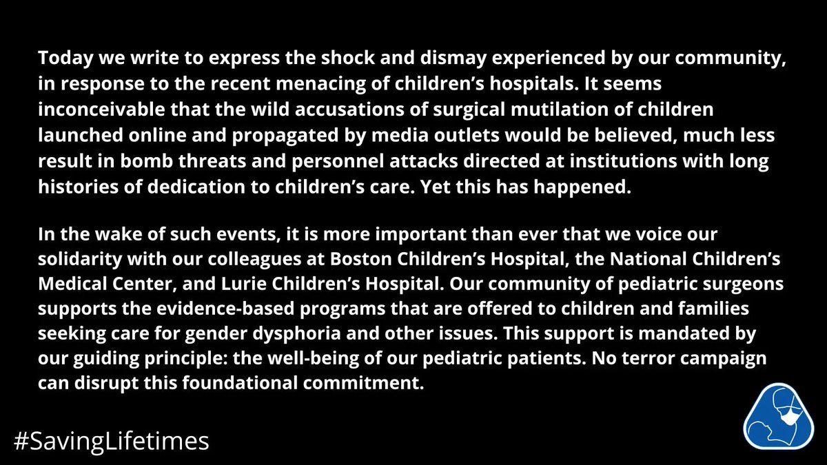 APSASurgeons's tweet photo. APSA’s Response to Recent Threats to Children’s Hospitals.

#SavingLifetimes https://t.co/21wMGGgkDz