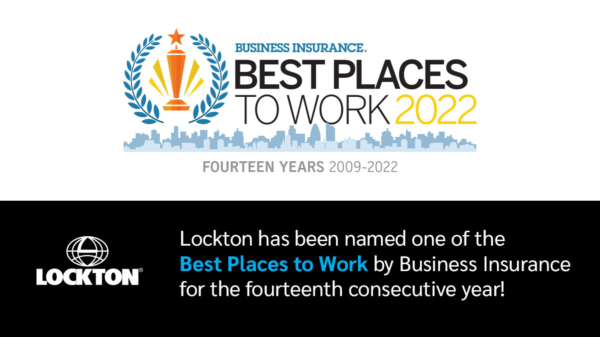 Lockton has been named a Best Place to Work for the 14th consecutive year by Business Insurance! As the only billion-dollar broker consistently recognized, we prove we’re different by staying focused on our caring culture, our clients, our communities. lockton.global/3BjyPb4