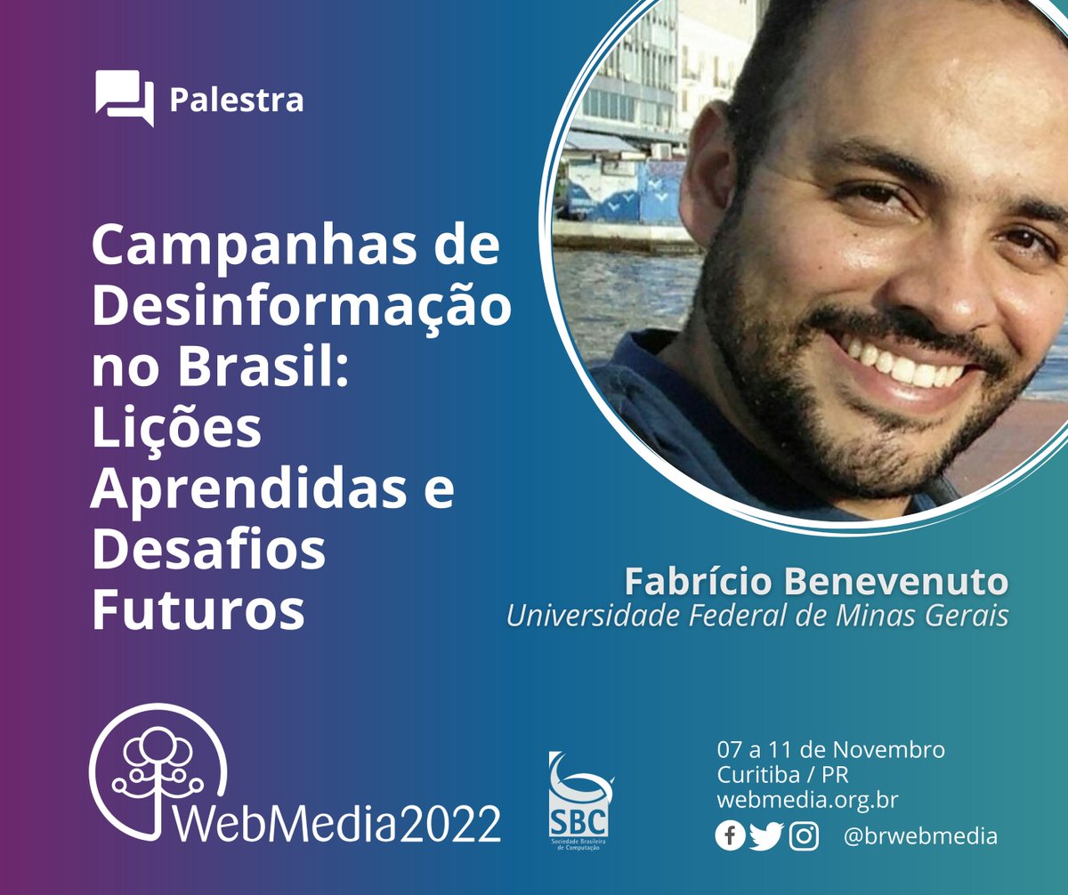 brwebmedia's tweet photo. ✅ Palestra confirmada!

➡️ Saiba mais no site oficial: https://t.co/IwBrZ3kSTn (link na bio)

#webmedia #webmedia2022 #sbc #palestras https://t.co/Jrw3z3vYl6
