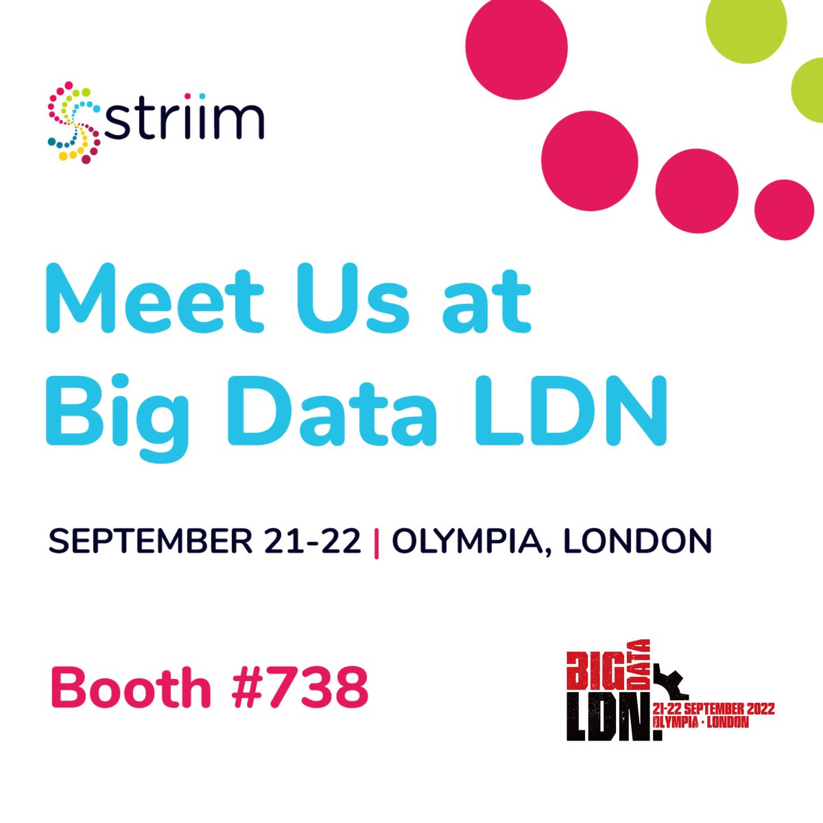 striimteam's tweet image. 🎉 We&apos;re very excited to share that we&apos;re sponsoring #BigDataLDN! 

Are you attending? We&apos;d love to connect! Stop by booth #738 to say 👋hi and discuss all things #realtimedata. Plus, we heard there might be a chance to win cool (and functional) goodies!

okt.to/5cjQ3P