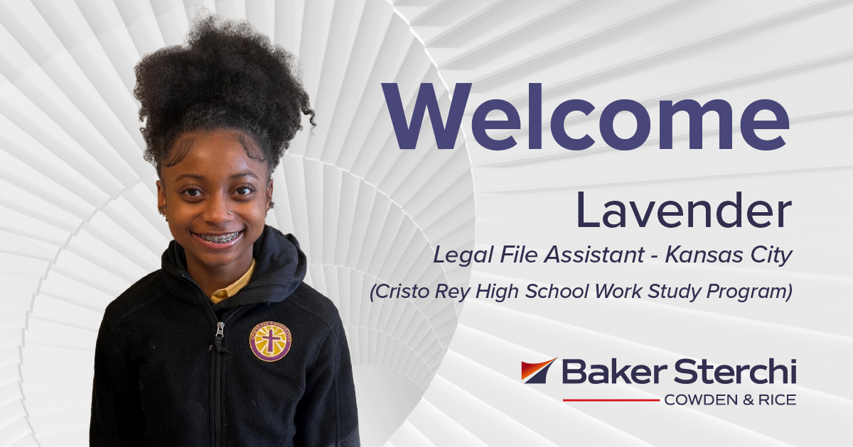 Baker Sterchi is excited to welcome Lavender, a high school student in the Cristo Rey High School Corporate Work Study Program, as a legal file assistant in Kansas City for the 2022-2023 school year. Read more: conta.cc/3QXVsb7