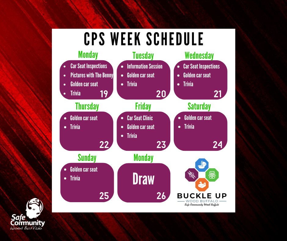 SafeCommunityWB's tweet image. CPS Week is next week and as usual our week will be busy! Alot of these things will give you an entry for the CPS Week giveaway as well so stay tuned for more posts regarding that!
#protectingourfuture #CPSweek2022 #CPSweekymm