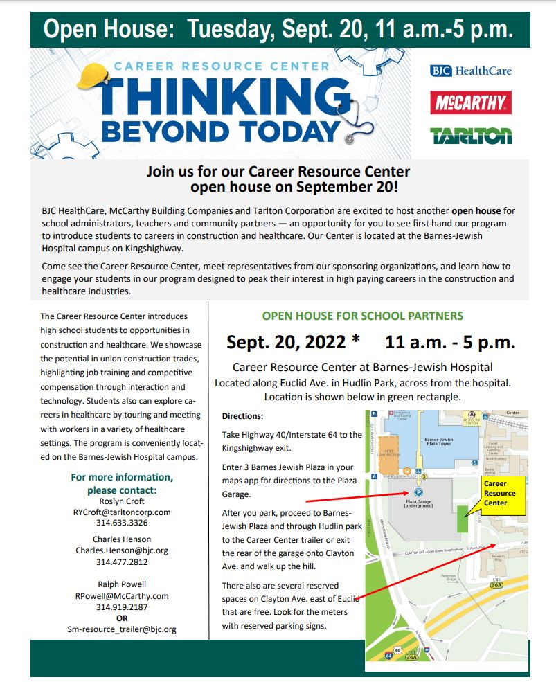 Come just us at the Career Resource Center Open House Sept. 20th from 11am-5pm.