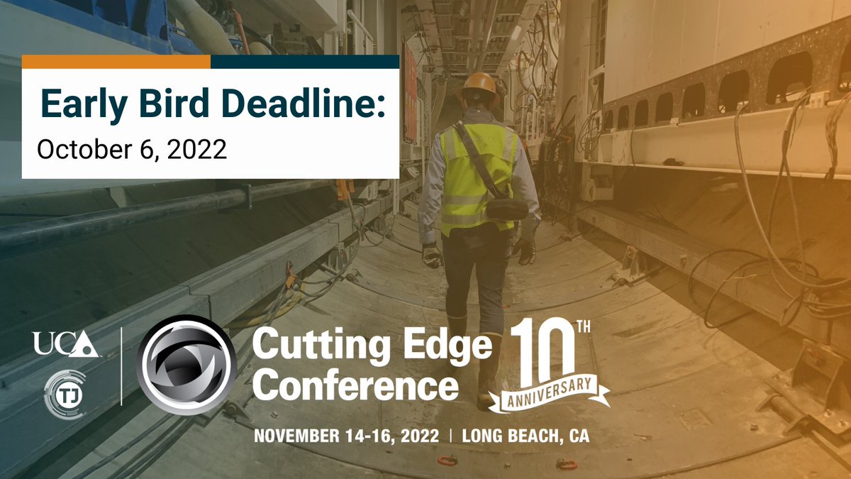 Join these conference events to gain firsthand knowledge of industry leading concepts. Sign up for Cutting Edge 2022 here: ucaofsmecuttingedge.com #CuttingEdge2022 #tunneling #UndergroundConstruction