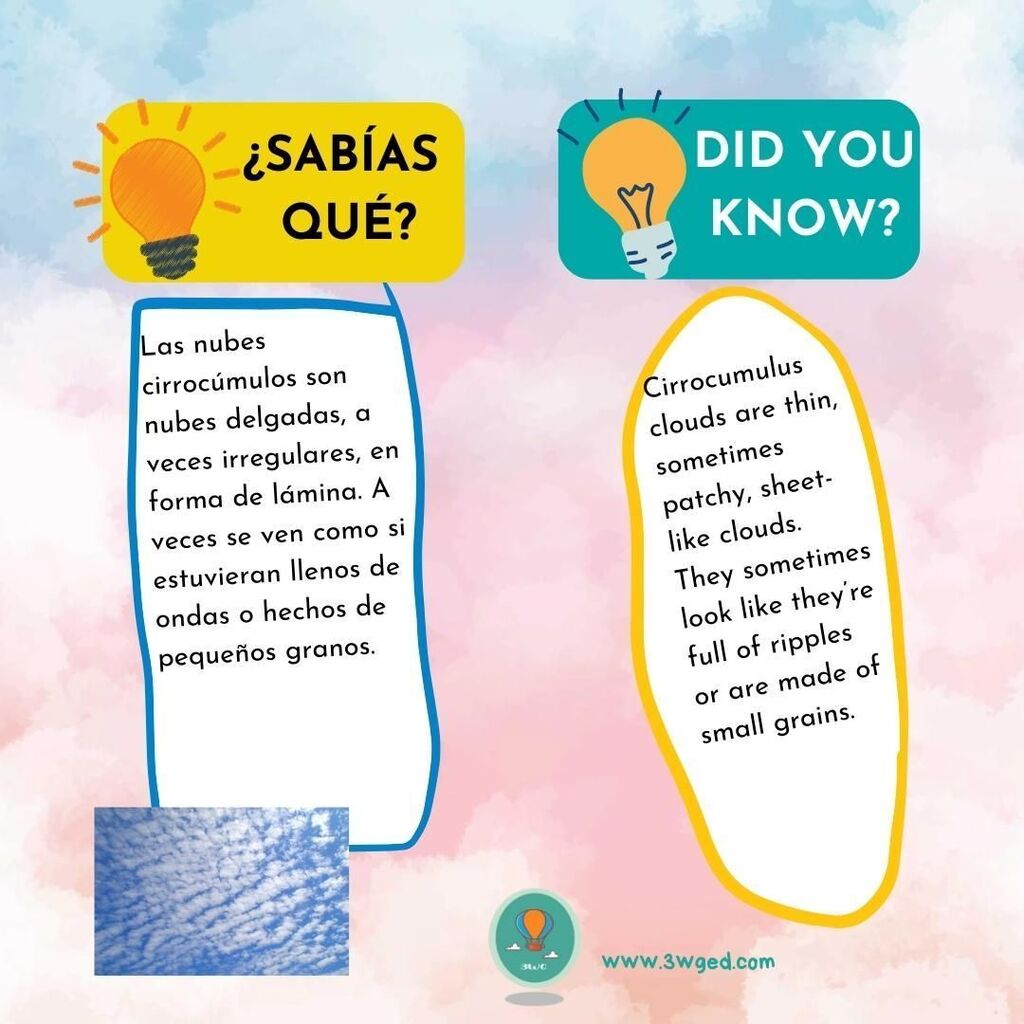 3wgEducation's tweet photo. Las diferencias en las nubes pueden predecir el clima. ¿Sabes qué predicen las nubes cirrocúmulos?
Differences in clouds can predict the weather. Do you know what Cirrocumulus clouds predict?

#cloud #sky #science #padres #teacher #clouds #maestro #estud… https://t.co/PzE5CHOlxC https://t.co/MWJFeWHXMe