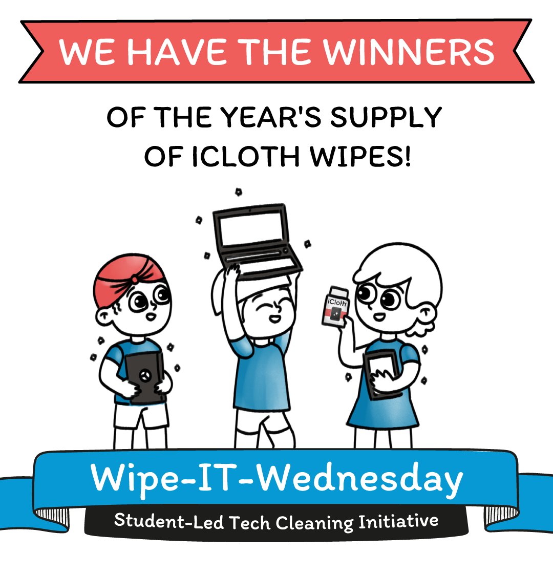 iClothWipes's tweet photo. Happy Wipe-IT-Wednesday!
See who won the year's supply of #iCloth wipes in the comment below this post! 😍
We'll be following and sharing these teachers' experiences with iCloth wipes over the next year.
Stay tuned! ✨
#wipeitwednesdays #edtech #edtechchat #teachers https://t.co/iML2Ui2vxN