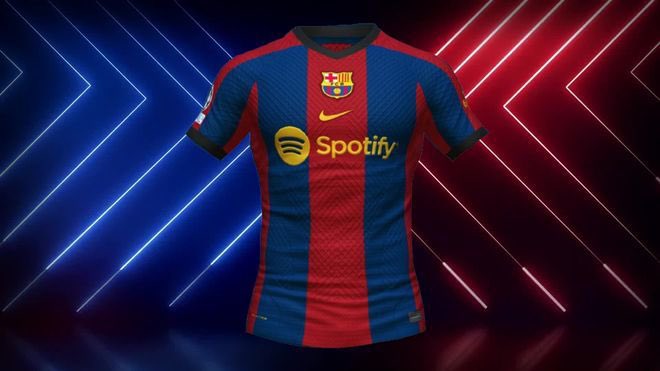 barcacentre's tweet photo. ❗️The club has approved a first kit with three wide stripes on the front for the 2023/24 season. [sport] #fcblive https://t.co/p2wPKrAUV5