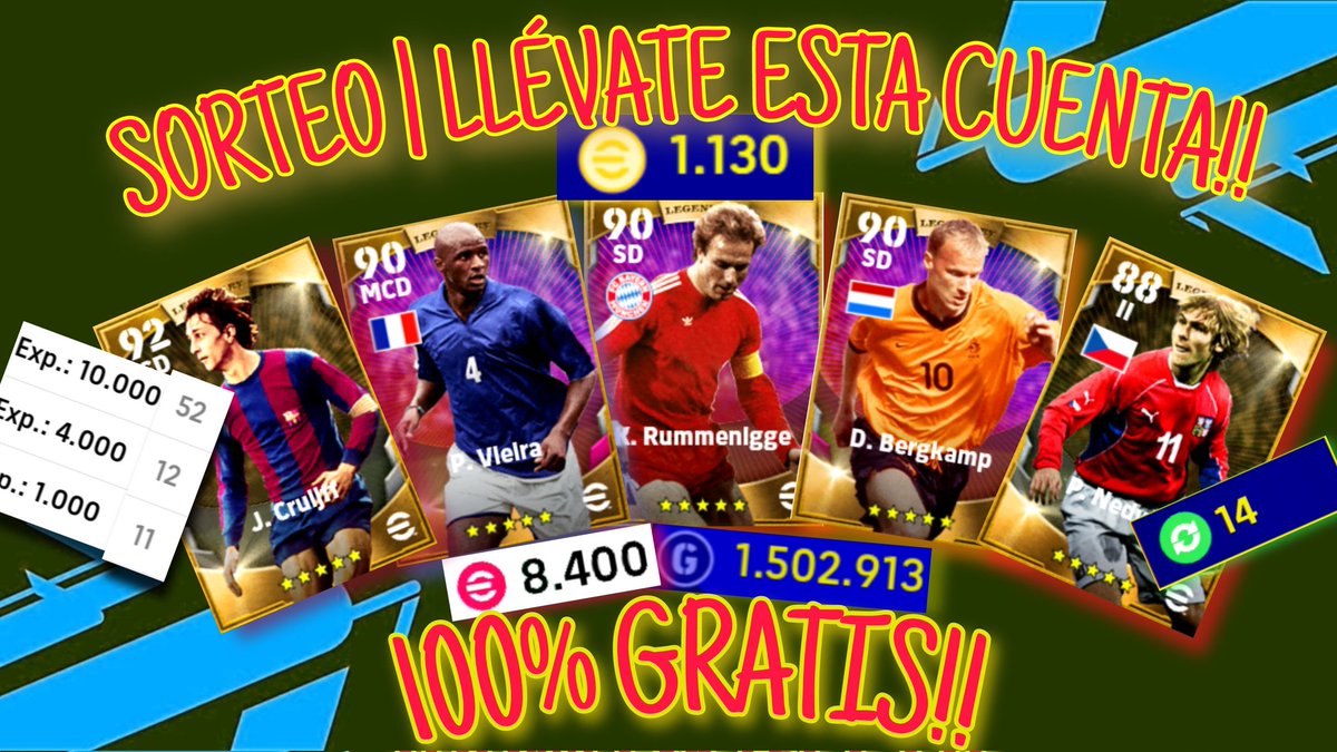 ElMaca03's tweet photo. NUEVO VÍDEO🥵
SORTEO🔥 Llévate Esta CUENTA Con 1100 MONEDAS❗🤑 *100% GRATIS👀*
Link: https://t.co/box9894V3W
#eFootball #eFootballMobile #eFootball2023 #WEPES #efootball2023アプリ #eFootballsorteo #sorteo #gratis #KONAMI #konami麻雀格闘倶楽部 #eFootballPes #WinningEleven #PES https://t.co/SLbbhOsGfd