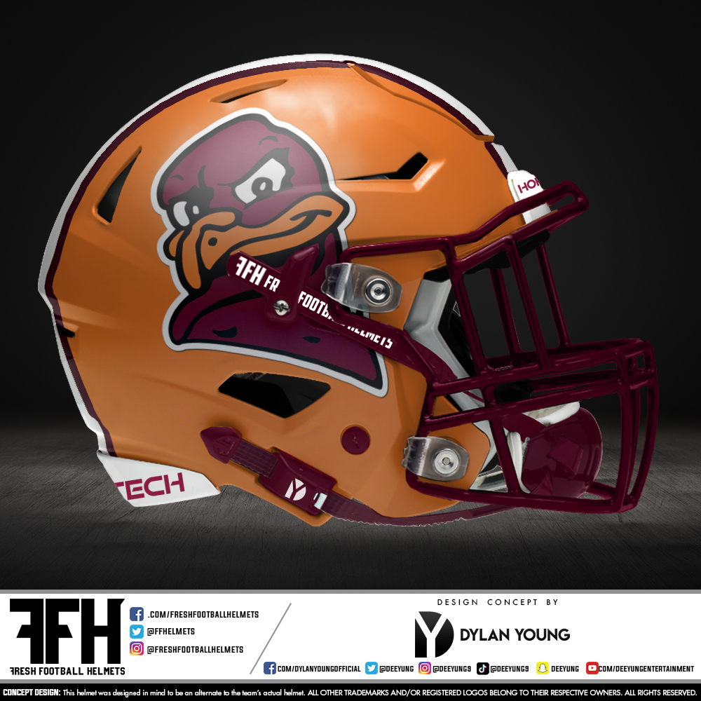 FFhelmets's tweet image. Virginia Tech Hokies, college. Design concept by @deeyung. #FreshFootballHelmets #ACC