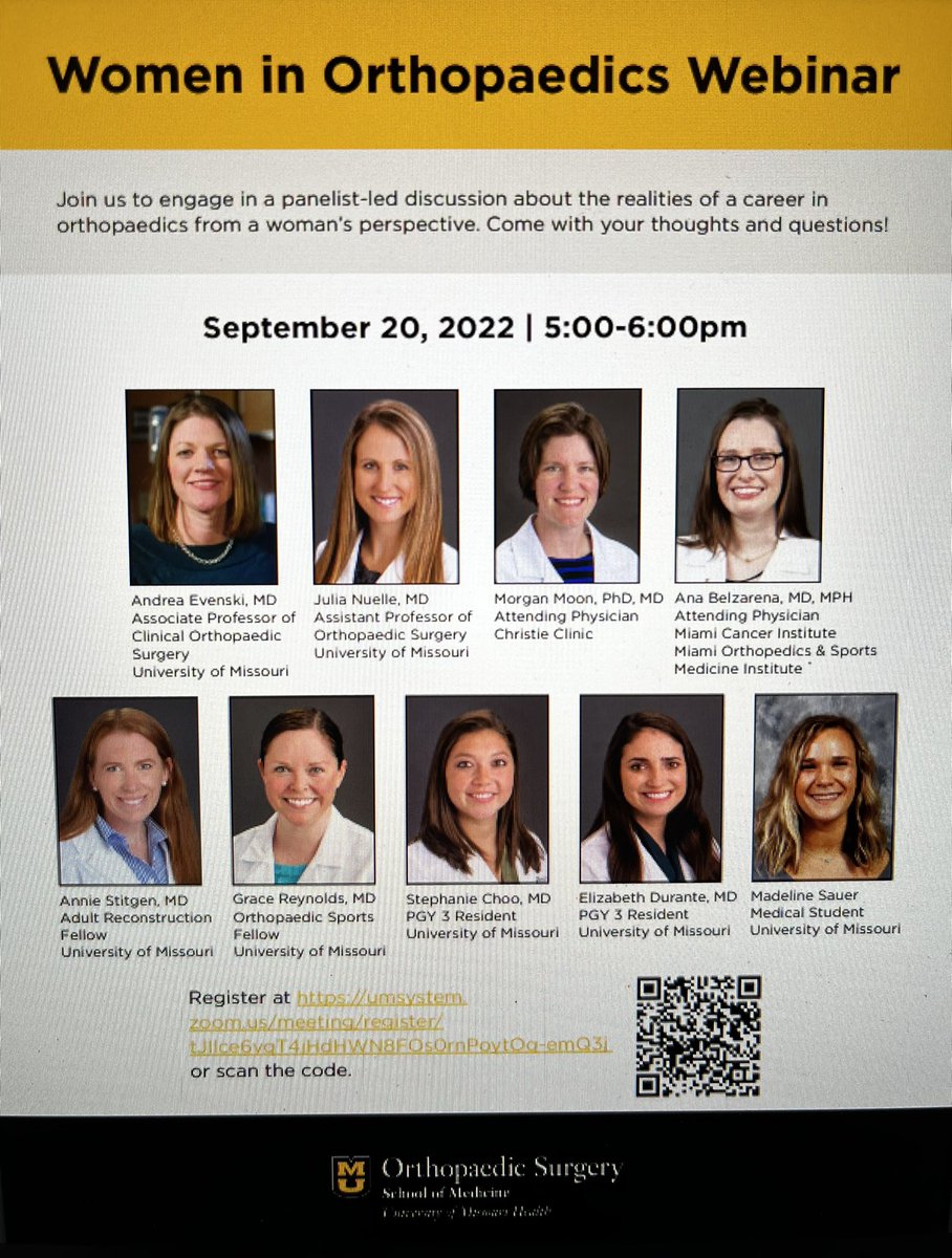 We are hosting a webinar entitled “Women in Orthopaedics” next Tuesday, 9/20. See sign up information below: