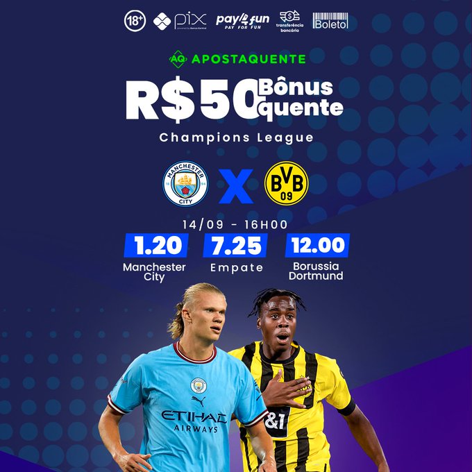 E vamos de #ChampionsLeague nessa ter&ccedil;a, fml! Manchester City x Borussia Dortmund, quem vai levar a melhor<a href="/tag/championsleague"class="tags">#ChampionsLeague</a><a href="/tag/apostaquente"class="tags"><span>#apostaquente</span></a>