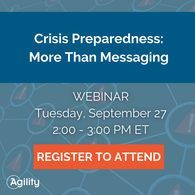AgilityRecovery's tweet photo. In our upcoming @Readygov #NationalPreparednessMonth webinar, we'll discuss how the business continuity planning process can prepare organizations for business interruptions. Join us: https://t.co/JZ6LC4Dn3U

#beready #businesscontinuity #emergencymessaging #disasterrecovery https://t.co/HWvaGpUc8N