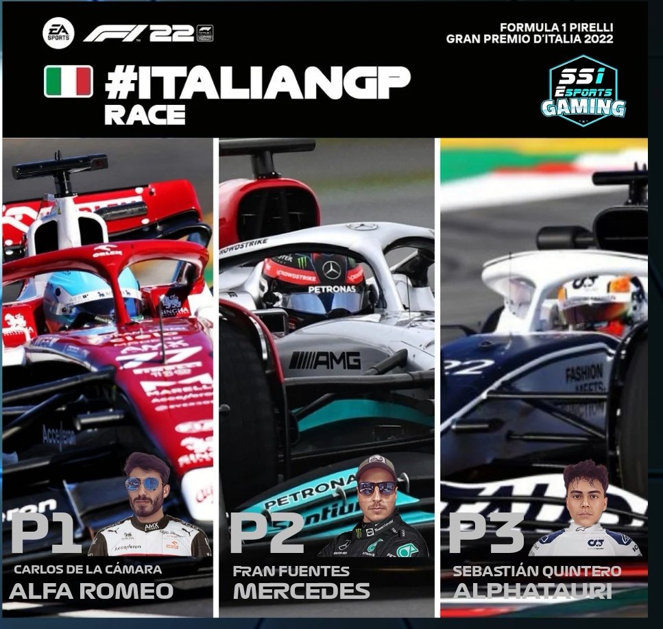 ✨Podium del primera GP de la temporada 7 de <a href="/supersoftone/">SuperSoftOne🏁SS1🏁Campeonatos de F1 virtual</a> ✨
Próxima parada 3 de Octubre, GP urbano de Singapur.