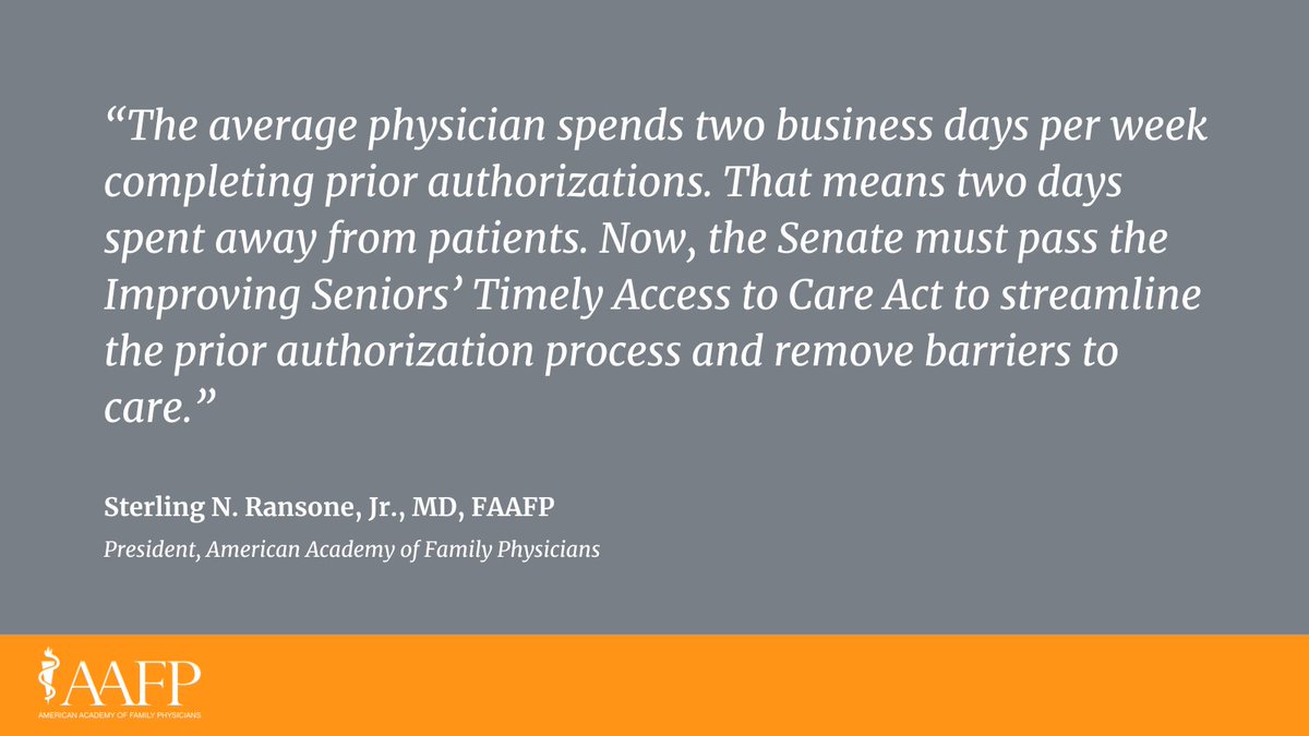 🚨Great news! The U.S. House of Representatives has passed the Improving Seniors’ Timely Access to Care Act! The <a href="/aafp/">AAFP</a> has continuously advocated to simplify administrative demands for physicians.