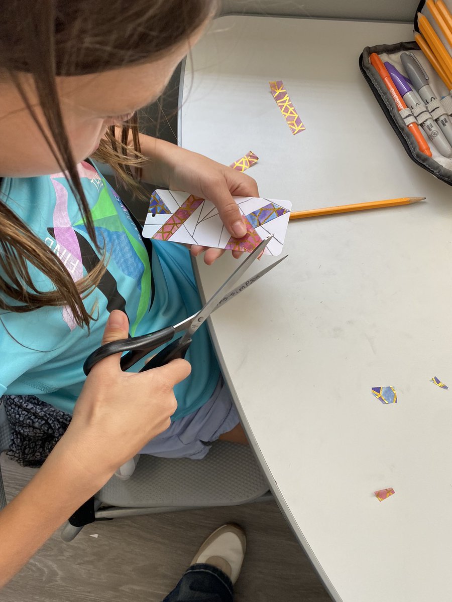SimpsonTremont's tweet photo. Washi tape bookmarks using geometry for designs. @TremontLions #wecancreate https://t.co/mvSDxskOp0