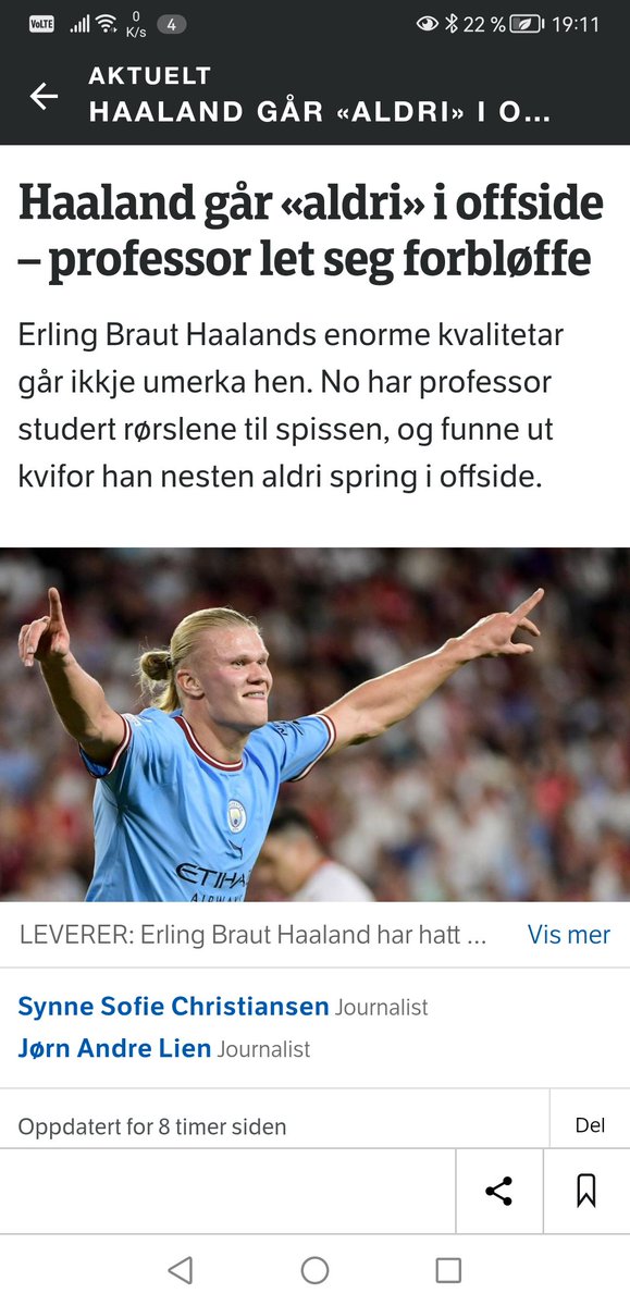 Karlockert's tweet photo. "hvorfor" er vel neppe det riktige spørsmålet å stille her?

"No har professor studert rørslene til spissen, og funnet ut av offsideregelen" https://t.co/73JOcnPeyB