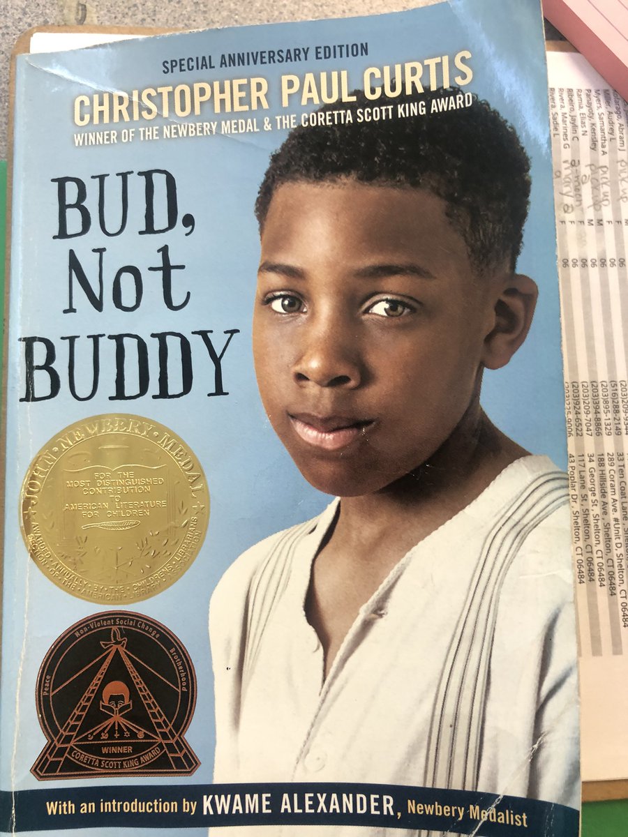 PHSMrsRizzo's tweet photo. Happy to be starting one of our faves! Lots of great observations and questions to explore! #BudNotBuddy #notice #wonder #readabook #rizzo247245 📚💜📚 https://t.co/PUJi4kAOXc
