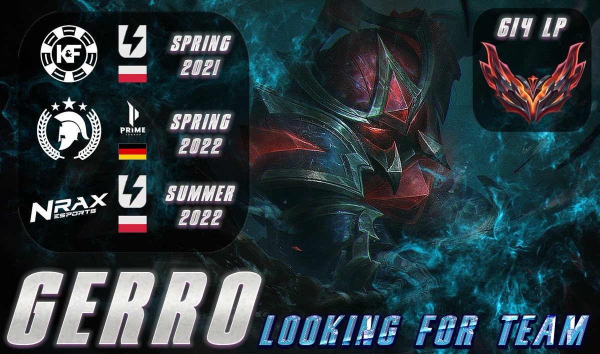 Gerrolol's tweet photo. LFT as support 
Capable of playing enchanter or engage
albe to relocate
Main or second shotcaller
fast learner
languages: English and Polish 
(due to bad graphic I am posting LFT again) https://t.co/rW1MzC6PoD