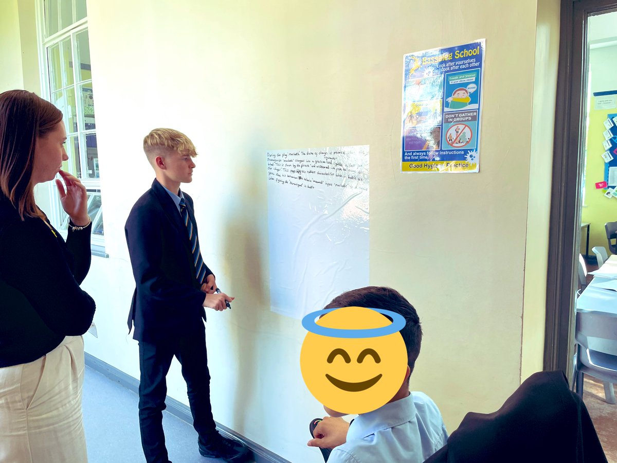 MsEnglishDavies's tweet photo. COLLABORATION is key! ✅ Shared writing in groups, preparing for their upcoming English Assessments. Really proud of Year 10. Well done! 👏 Keep it up 👍 @Bassaleg_Eng @BassalegSchool1 @MrLWheeler ☺️👀 #learningwalls #collaboration #sharedwriting https://t.co/K4os1wfQaY
