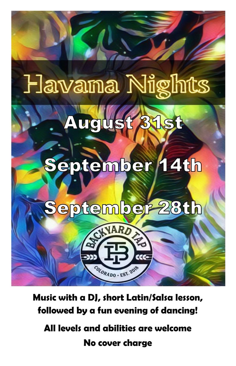 FREE Salsa and Bachata Dancing TONIGHT!!!
#salsadancing #Dancing #fun #Bachata #downtownloveland #friends #wine #Craftbeer #seltzer #cider #djmixes #fortcollins #loveland #berthoud #Windsor