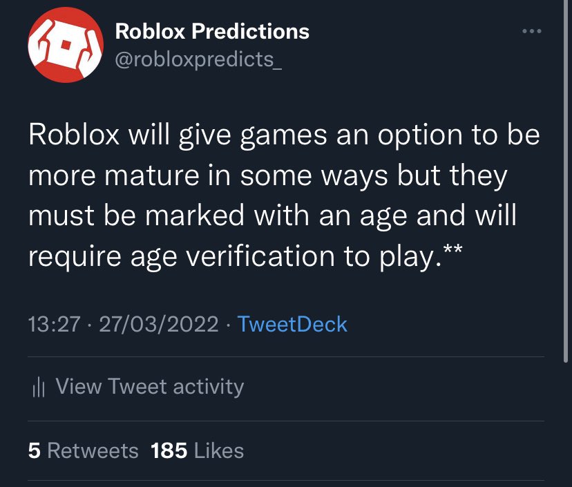Roblox Predictions on Twitter "(Slightly) Correct Roblox Prediction