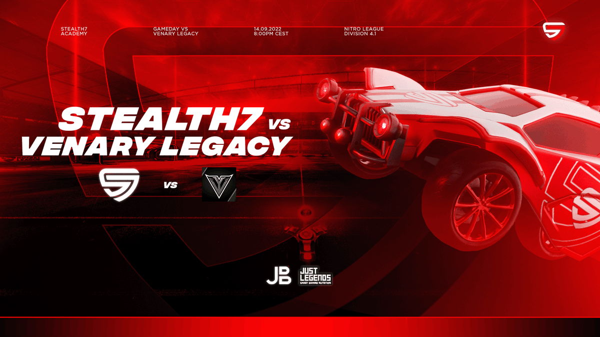#MATCHDAY

Today 8:00PM CEST, Division 4.1
Stealth7 Academy vs <a href="/VenaryEU/">Venary</a> #Legacy

📺Watch it live on:
twitch.tv/qwazrl

🇩🇪@QwazRL
🇩🇪<a href="/Anteez2/">Anteez</a>
🇦🇹<a href="/SyreaxZ/">SyreaxZ</a>

#S7VL #S7 #S7fam #RocketLeague
