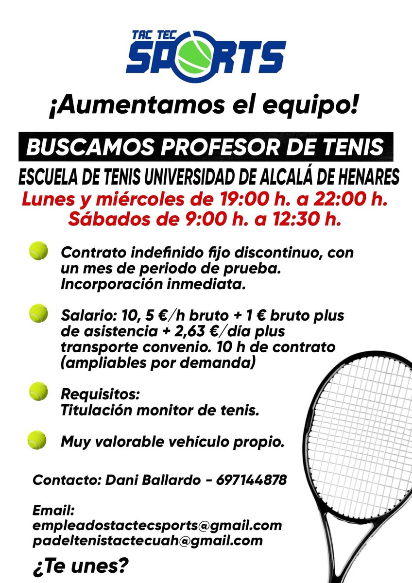 BallardoBrune's tweet photo. BUSCAMOS PROFESOR DE TENIS 🎾 https://t.co/Y9tWKrpGf8