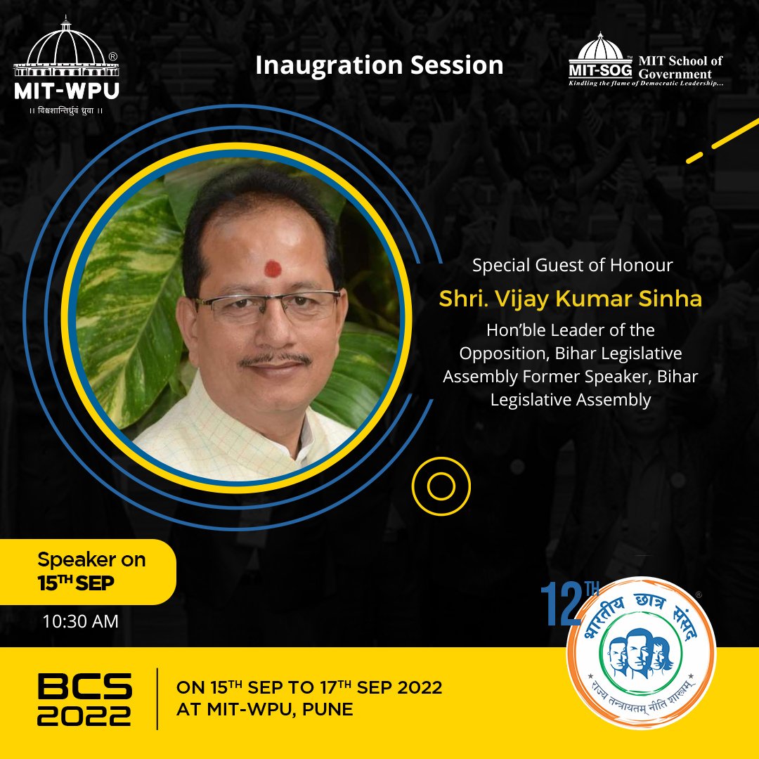 MITWPUOfficial's tweet photo. #MITWPU #MITWPUOfficial #MITWorldPeaceUniversity #WorldPeaceUniversity #FutureHamaraHai #LegacyOfBCS #BCSLaunch #BCSConclave #12thBCSConclave #BharatiyaChhatraSansad #IgnitingMinds #UnlockPotential #India #Pune https://t.co/lNW8KuRHuc
