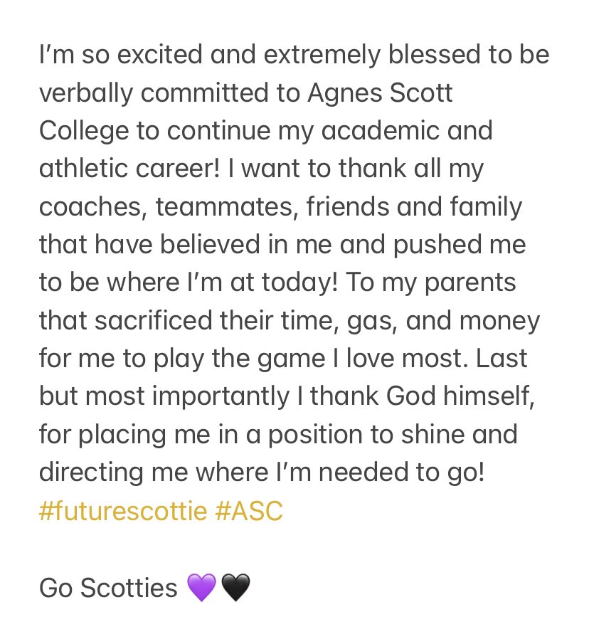 amandaaa822's tweet photo. verbally committed!! 💜🖤 @AgnesScottSB https://t.co/3rVi6l70Ne