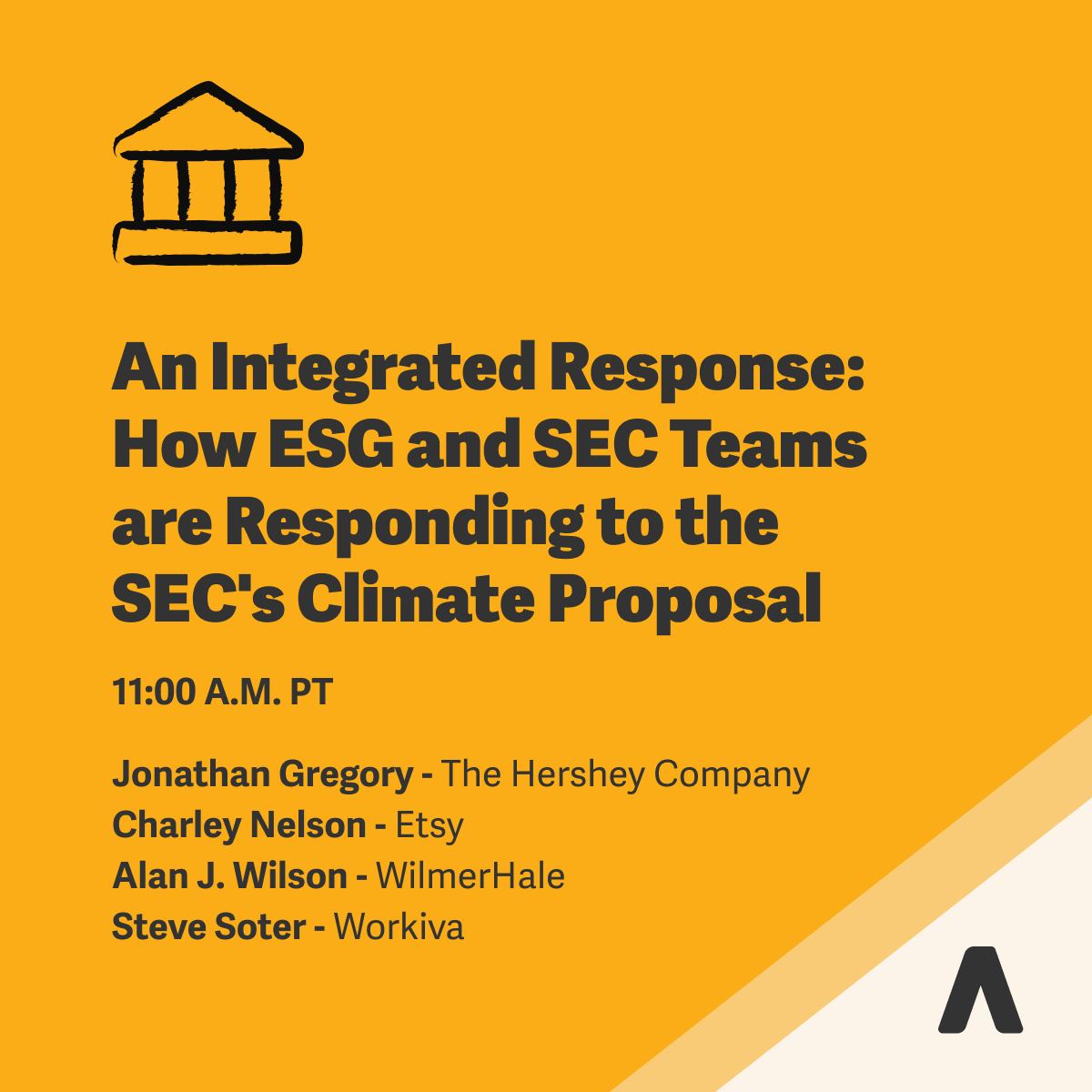 Workiva's tweet photo. 🔎 Session Spotlight: Gain insight into how leading teams at @HersheyCompany, @WilmerHale, and @Etsy are preparing for the SEC climate disclosure proposal.

#WorkivaAmplify @jtgregory83 https://t.co/Kg1Z509Uc7