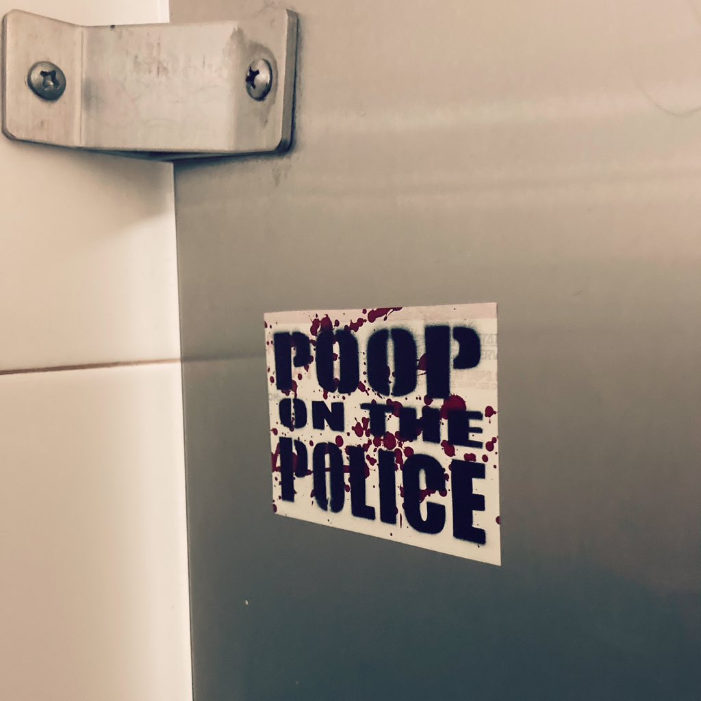 pooponthepolice's tweet photo. You know where your poops are supposed to go.

#POOPonthePOLICE #POTP #ACAB #slaptags #streetart #createanddestroy #vandal https://t.co/qk8siYxGlE