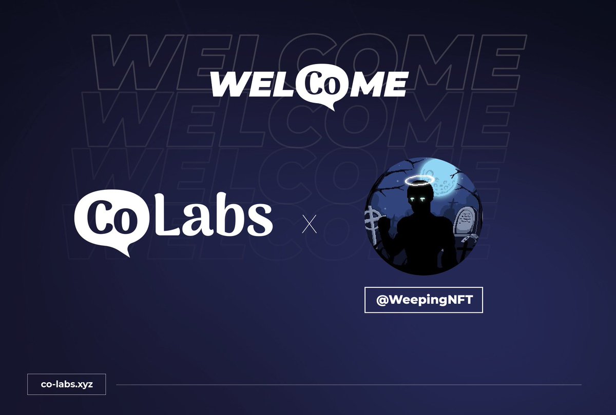 CoLabs_xyz's tweet photo. We are very thankful for the trust that you have placed in our organization by joining @CoLabs_xyz and thereby helping us strive! 

Welcome to @WeepingNFT 😇 https://t.co/Ijb5XW3Eun