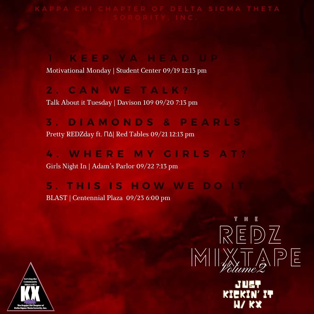 LaTechDeltas74's tweet photo. Get REDy for the Redz Mixtape: Volume II. KX will be hosting our Delta Week 09/19-09/23. Can’t wait to see you all at the events.

-KX🔺 https://t.co/V2K1gFApOS