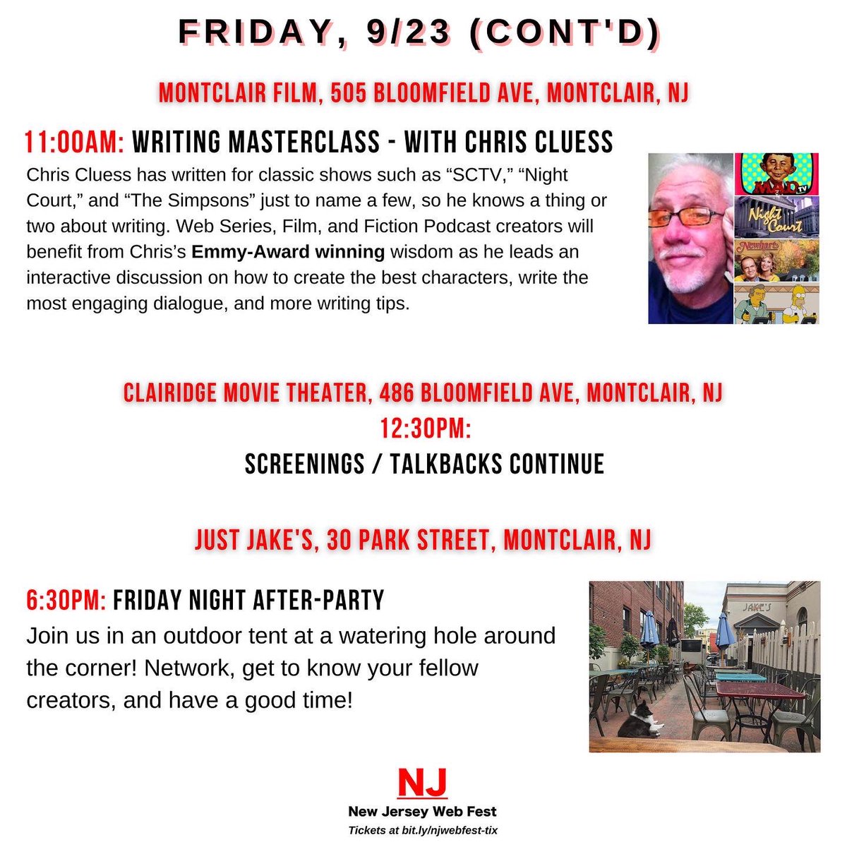 (1/2) #NJWebFest 2022 Schedule! The Gala, terrific workshops, CASH prizes, and more!! Get your tix if you haven’t already done so: bit.ly/njwebfest-tix 🎟️ We can’t wait to see y’all next week. NEXT WEEK!!! We’re about the #FeelTheMagic ✨