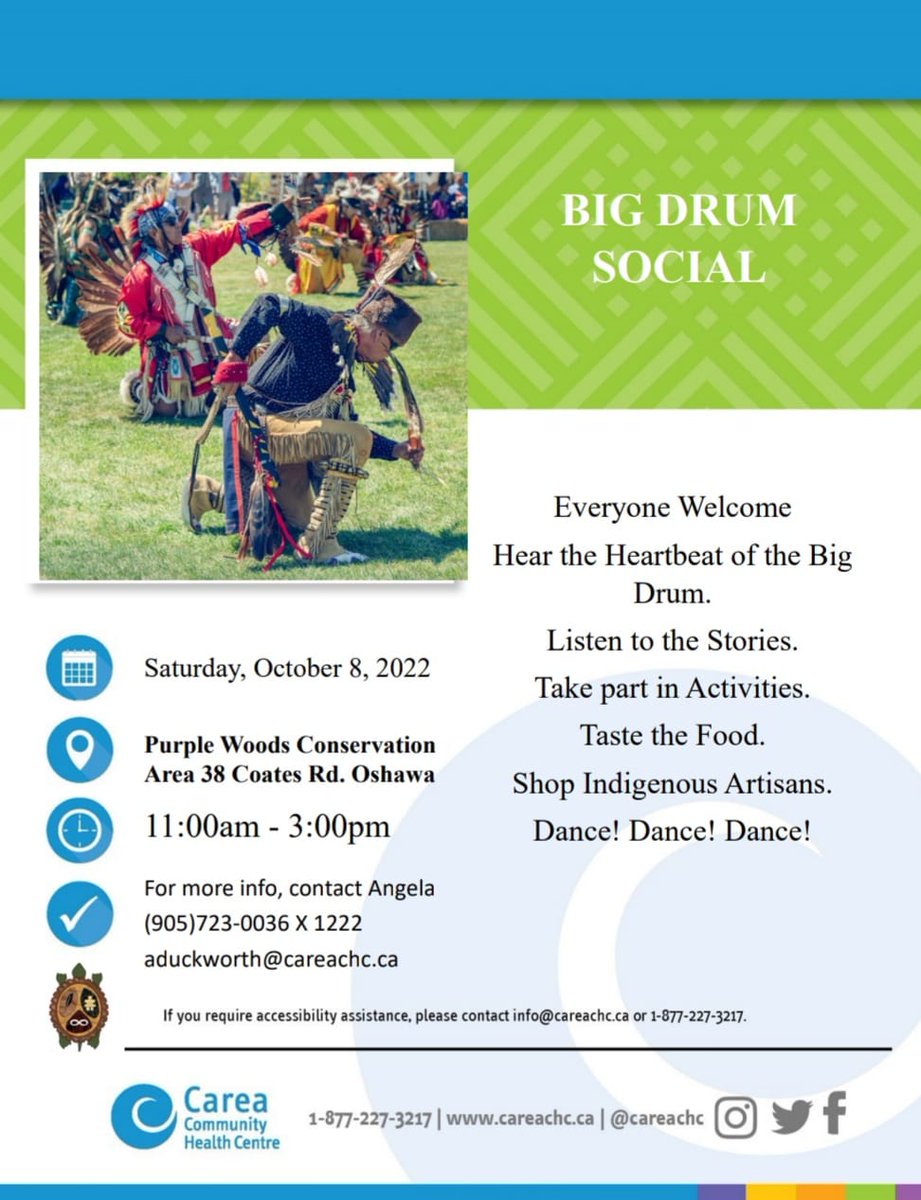 Big Drum Social Sun Oct 8, 2022 from 11-3pm!
Mark your calendars! We would love to see you there!
#drumsocial #durhamregion #IndigenousPeoples #freeevent #oshawa #purplewoods