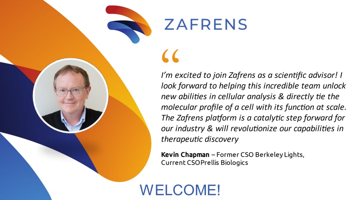 Zafrensbio's tweet photo. Zafrens is excited to welcome Kevin Chapman as a Scientific Advisor!

Kevin’s experience as former CSO @ Berkeley Lights and a pioneer in the combinatorial chemistry space makes him an invaluable addition. 

Cheers to the journey ahead Kevin and welcome to the family! https://t.co/DKHiB7XL4I