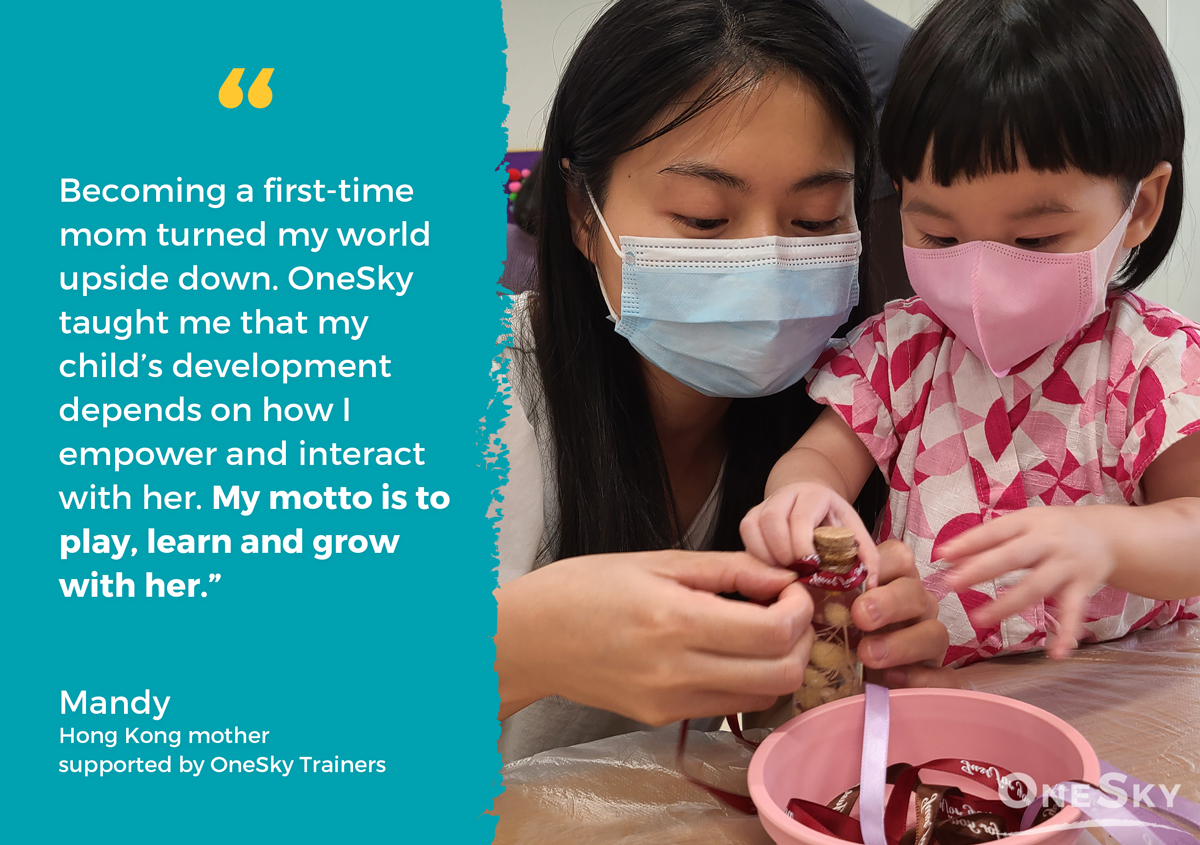 OneSky is working in low-resource communities across Asia to empower child caregivers – teaching loving parents like Mandy the benefits of responding to their child’s needs in the critical early years. Learn more about our work in Hong Kong: bit.ly/3xhscon