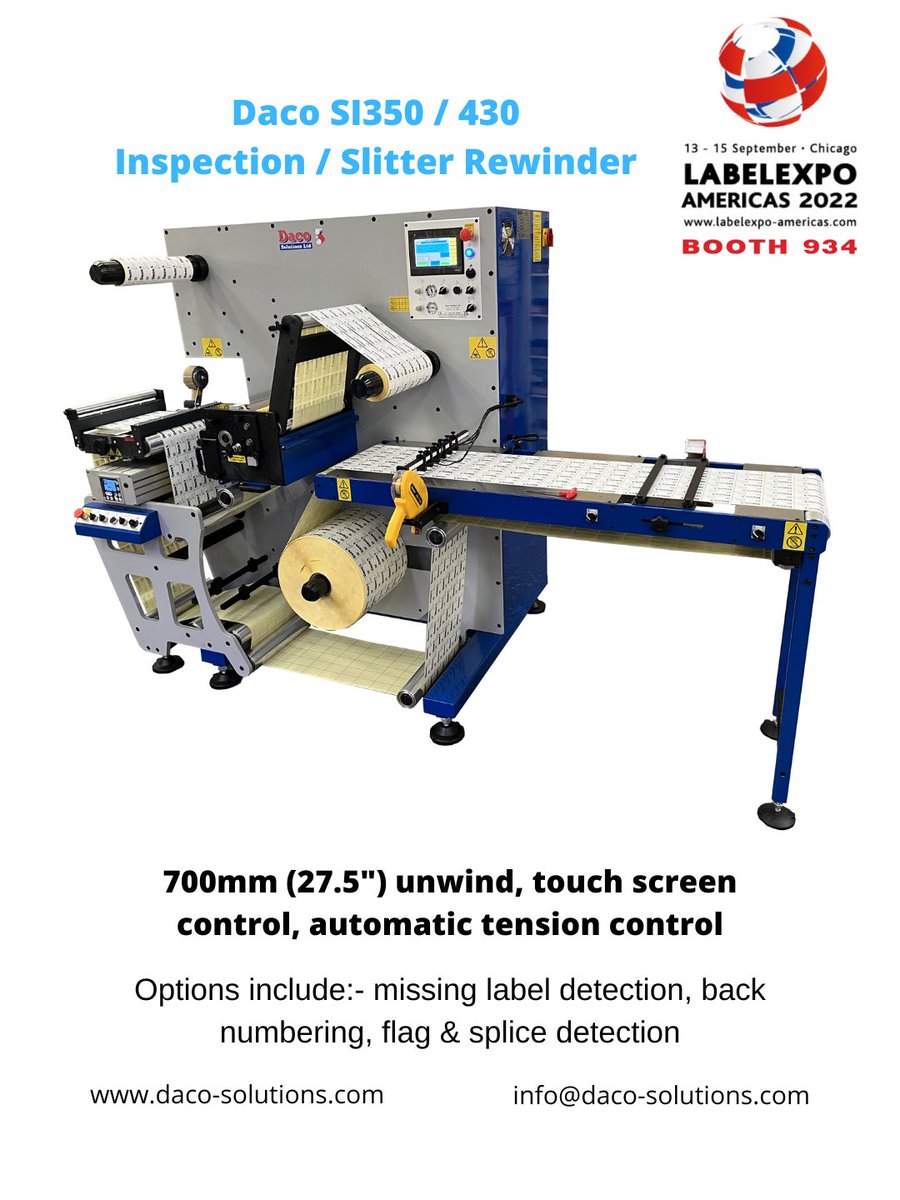 DacoSolutions's tweet image. Daco Solutions range of Label sheeting equipment.

#labels #LabelexpoAmericas2022 #labelexpo #sheeting