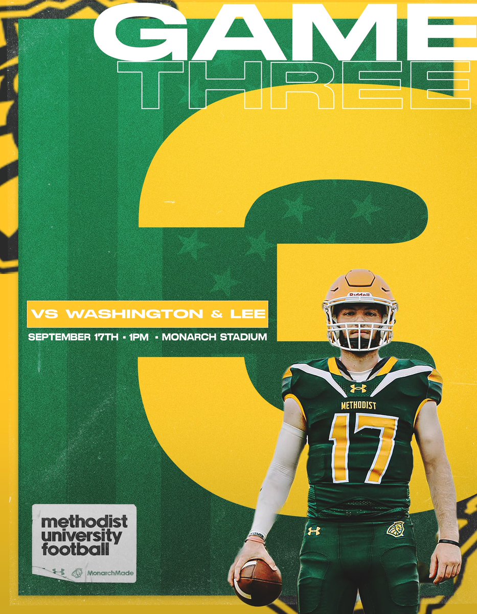 Methodist_FB's tweet photo. Back at home this weekend for our Military Appreciation game!

#MonarchMade | #GoldStandard https://t.co/k8ydFyYp0f